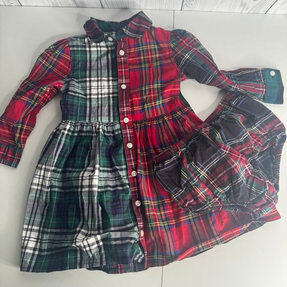 Polo by Ralph Lauren Other - Ralph Lauren Girls Red Tartan Plaid Dress Size 12 Months Patchwork Holiday